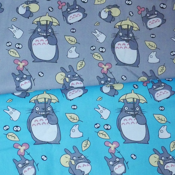 My Neighbor Totoro Cotton Fabric - 60" wide - Cute Japanese Anime Fabric - Cut to order Wide Cuts: FQ (18"x30") HY (18"x60") FY (36"x60")