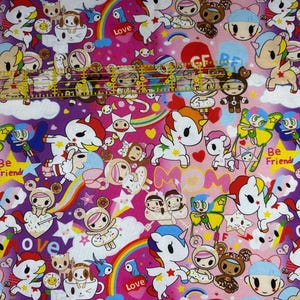 Valentines Tokidoki Unicorno Donutella Hearts GF/BF 100% Cotton Fabric - Cute Japanese Anime Fabric Cut to order:  fq, hy, fy - destash