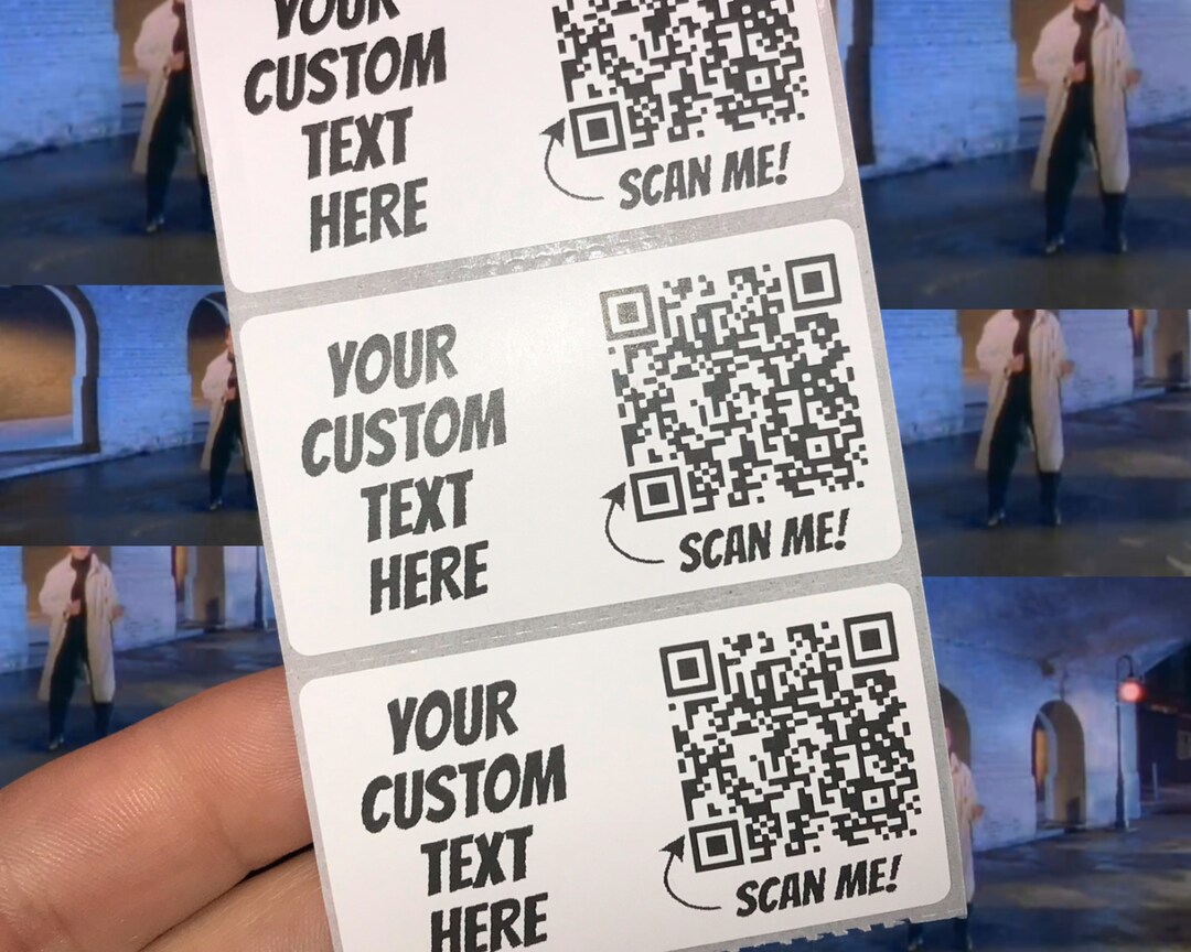 25 Custom Rick Roll QR Code Stickers Add Your Custom Text Joke Stickers ...