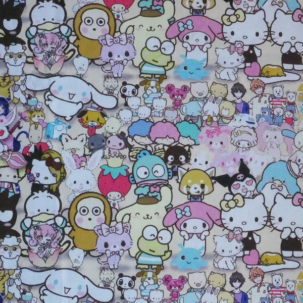 Hello Kitty & Friends Cotton Fabric - 60" wide - Sanrio Kawaii Fabric - Cut to order Wide Cuts: FQ (18"x30") HY (18"x60") FY (36"x60")
