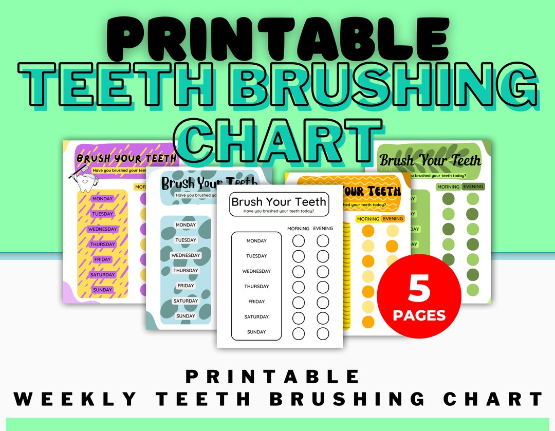 Printable Teeth Brushing Chart for Kids Instant Download Etsy