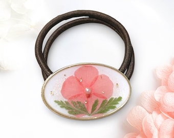 Coletero de flores secas prensadas hecho a mano en oro de 14 k/resina, regalo para ella