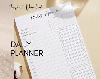 Planificador diario imprimible / Organizador sin fecha (PDF) - Minimalista