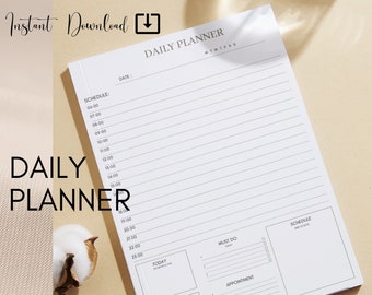 Planificador diario imprimible / A3 A4 A5 Carta EE. UU. (PDF) / Minimalista