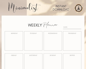 Planificador semanal imprimible / Horario sin fecha (PDF) / Minimalista