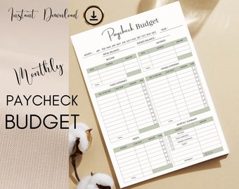 2 Plantilla de presupuesto de cheque de pago, plantilla de descripción general, imprimible / plantilla de presupuesto, A4 A5 Carta de EE. UU. PDF / Carpeta de presupuesto imprimible de presupuesto de cheque de pago / Planificador de presupuesto