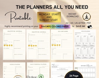 Planificador imprimible (diario, semanal y mensual) (PDF)