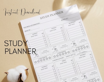 Planificador de Estudios / Organizador Académico A3 A4 (PDF) / Imprimible