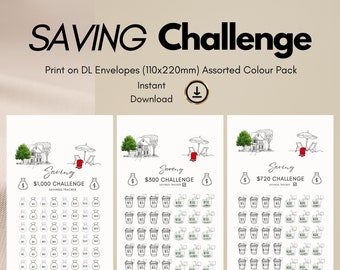Desafío de Ahorro Imprimible / Conjunto de 3, Rastreador (Descarga Digital)