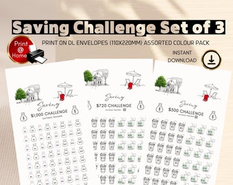 Rastreador de ahorros imprimible / Juego de 3 (descarga digital)