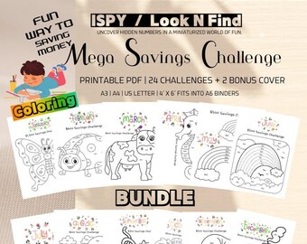 Paquete de ahorros / Imprimible para colorear, carpeta A6 (descarga digital)