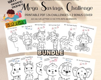 Mega Paquete de Desafío de Ahorros / Rastreador Imprimible (Descarga Digital)