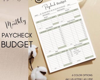 Planificador de presupuesto para nóminas: organizador de finanzas personales imprimible (PDF)