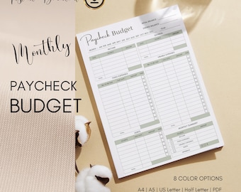 Plantilla imprimible de presupuesto de nómina, diseño minimalista (PDF)