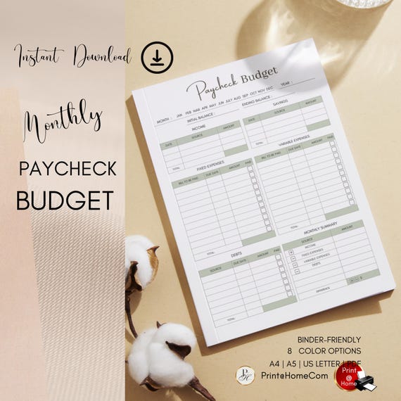 2 Paycheck Budget ,Overview Template, Printable |Budget Template ,A4 A5 US Letter PDF| PaycheckBudget Printable Budget Binder|Budget Planner