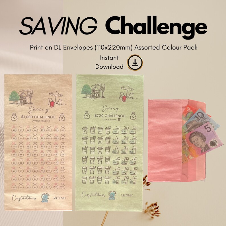 Savings Challenge Printable Set of 3 Bundle Saving Challenge - Etsy