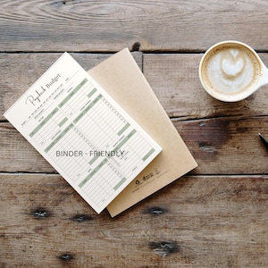 May include: A printable paycheck budget tracker with sections for income, expenses, and savings. The tracker is designed to be binder-friendly.