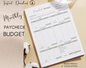 Planificador de presupuesto de nómina / Imprimible / Registro de ingresos y gastos (PDF)