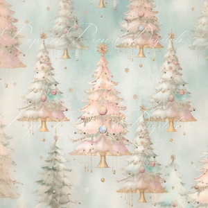 Vintage Shabby Chic Christmas Trees, Paper Pack, Digital Art Paper, High Resolution Scrapbooking,  Collage Sheets - INSTANT DOWNLOAD