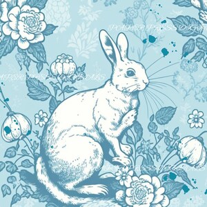 Blue Bunny Journal Kit, Junk Journal, Wallpaper, Digital Download, Scrapbooking, Paper Craft, Complete Kit, Journal Ephemera,