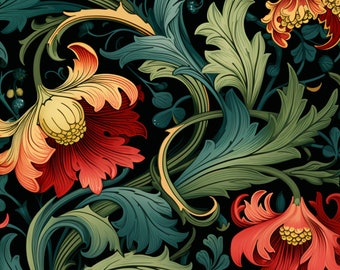 William Morris Floral Digital Paper Pack, Vintage Wallpaper Printable Scrapbook Junk Journal Pages