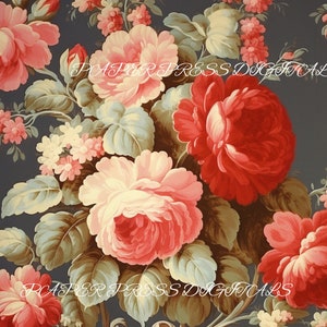 Vintage French Shabby Chic ROSE Wallpaper - Digital Art Paper, Shabby Chic, High Resolution Scrapbook Collage Sheets - INSTANT DOWNLOAD