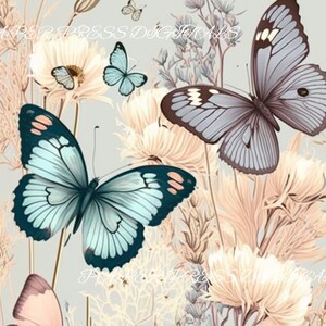 Beautiful Boho Butterflies & Wild Summer Flowers Journal Pages, Digital Art Paper, High Resolution,  Collage Sheets - INSTANT DOWNLOAD