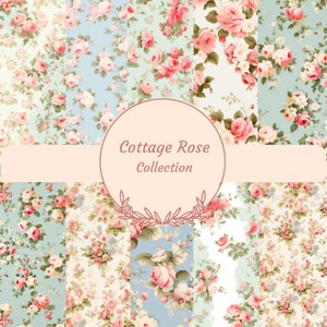 Kit diario spazzatura Cottage Rose, Shabby Chic - Confezione di carta vintage, carta artistica digitale, fogli di collage ad alta risoluzione - DOWNLOAD IMMEDIATO