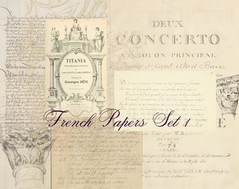 Shabby Chic French Ephemera Paper Pack, vintage dagboekpakket (digitale download)