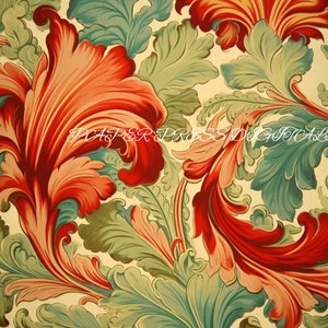 Vintage Franse jaren 1890 Wallpaper - Digitale kunst voor framing, Paper Pack, Hoge resolutie Scrapbook Collage Sheets - INSTANT DOWNLOAD