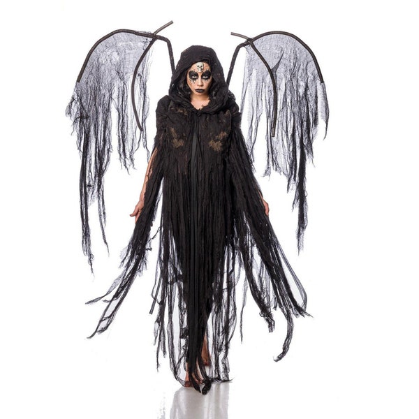 Traje de ángel caído, traje de bruja, traje de larp, traje de demonio, cosplay larp, traje, traje de guerrero, traje de demonio