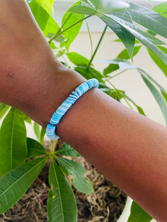 Blue clay bead bracelet