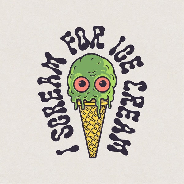Vintage ice cream PNG, Halloween PNG, halloween shirt png, i scream for ice cream, Shirt Sublimation Design, Fall png files for sublimation