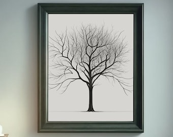 Simple Black Tree | Tree Art | Bare Tree Art | Tree Print | Living Room Wall Art | Nature Print | Minimalist Art | Rustic Home Decor