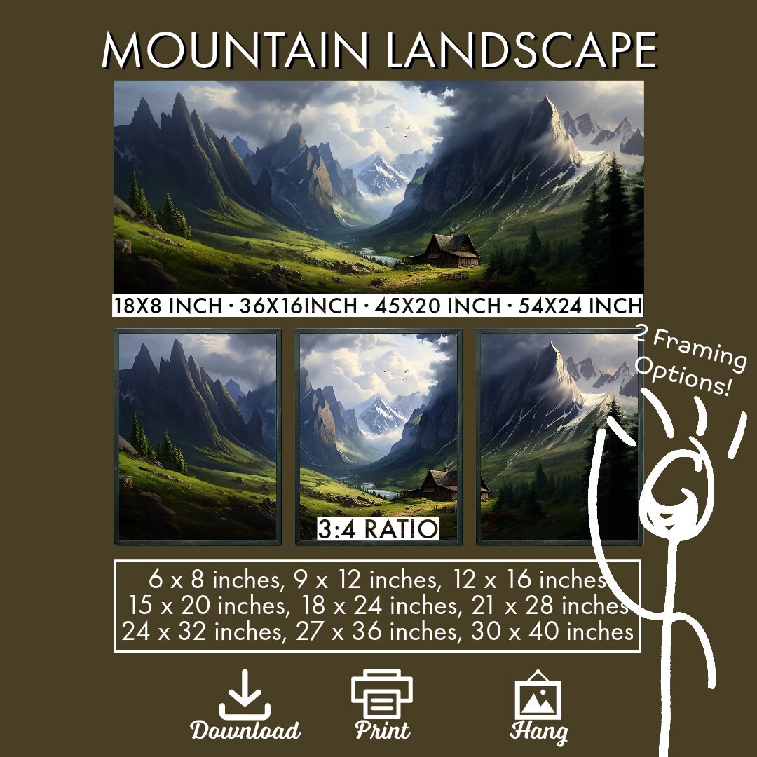 PRINTABLE Mountain Landscape Wall Art Gallery Wall Art Mountain Mural ...