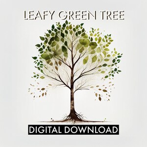 PRINTABLE Leafy Green Tree | Tree Art | Simple Tree Wall Art | Green Tree Print | Home Decor | Nature Print | Minimalist Wall Art