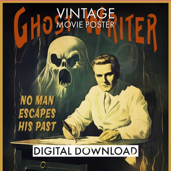 PRINTABLE Vintage Movie Poster Ghost Writer | Digital Movie Poster | Classic Film Poster | Old Movies | Vintage Cinema | Movie Theater Decor