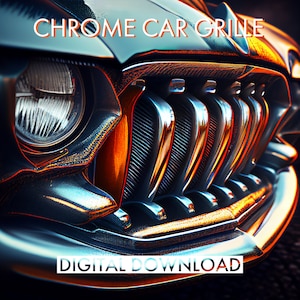 Chrome Car Grille | Muscle Car Wall Art Print | Vintage Car | Child's Bedroom | Garage Decor | Bedroom Decor | Man Cave Decor