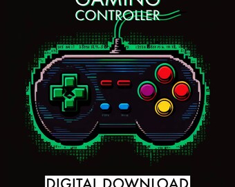 DRUCKBARE 8-Bit Video Game Controller Digitaler Download v2 | Arcade-Wanddekor | Retro Gaming Kunst | Gaming Wandkunst | Pixel Kunst | Gamer Kunst