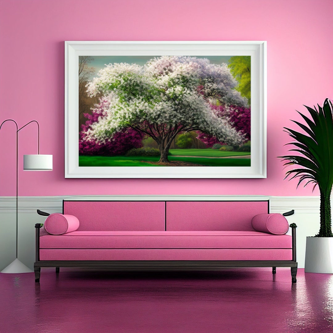 Colorful Bradford Pear Tree Tree Art Spring Art Print Nature Art Living