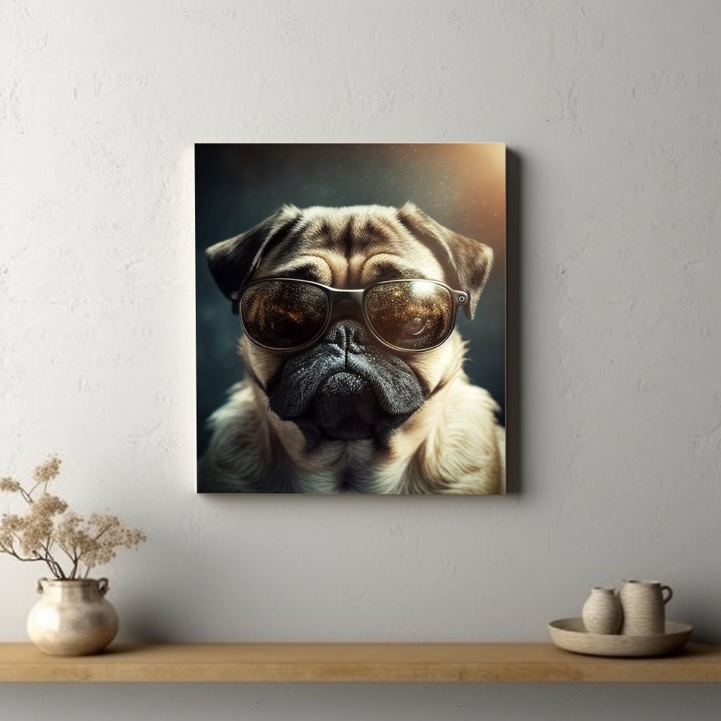 PRINTABLE Cool Pug Wearing Sunglasses V2 Pug Wall Art Pug Etsy
