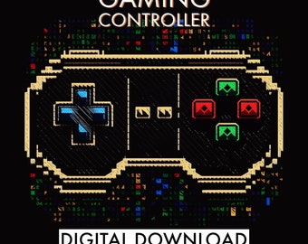 DRUCKBARER 8-Bit Video Game Controller Digitaler Download v1 | Arcade Wand Kunst | Gaming Art | Spielzimmer | Pixel Kunst | Gaming Poster | Gamer Kunst