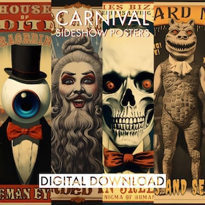DRUCKBARE Karneval Sideshow Poster Galerie Set | Zirkus Poster | Freak Show Poster | Karneval Poster | Vintage Karneval | Vintage-Zirkus