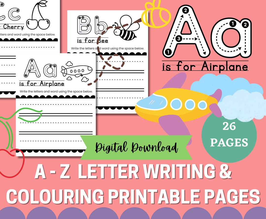 ALPHABET LEARNING A-Z Letters Printable Worksheets Letter - Etsy