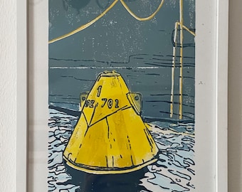 Buoy - linoprint - original print signed - DIN A4