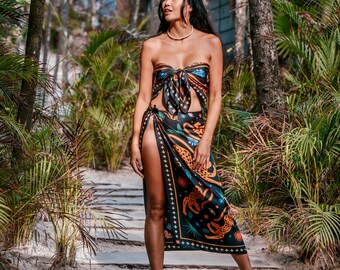 Boho Silk Pareo Scarf: Beach Wrap, Sarong Cover-up
