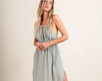 knee length dresses for ladies Sass & Bide Claret Maxi Dress Olive Green Size AU 6 main image 1