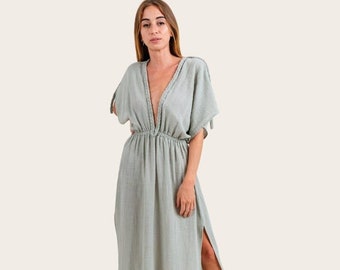 Goddess Dress, Sage Green Bridesmaid Dress, Boho Wedding Guest Dress, Grecian Dress, Maxi Cocktail Dress ~  One size fits from S to XL