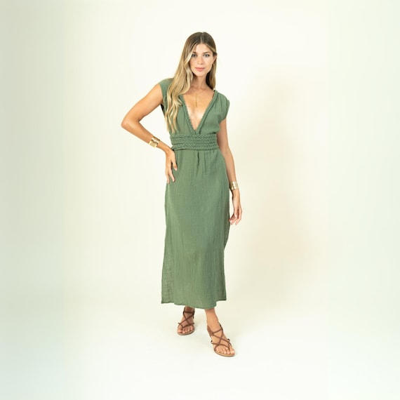 Organic Cotton Boho Wedding Guest Dress: Beach Photoshoot Gown