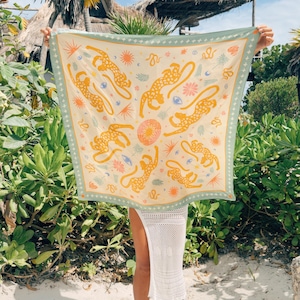 Silk Sarong Scarf: Beachy Boho Cover-Up - Jaguar Pareo